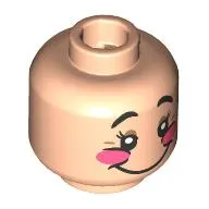 Minifig Head Bashful, Rosy Cheeks, Dark Orange Eyeshadow, Big Smile, Open Mouth Smile