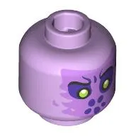 Minifig Head Myconid, Dark Purple Eyeshadow, Medium Lavender Face, Lime Eyes, Dark Purple Dots for Mouth