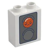 Duplo Brick 1 x 2 x 2 with Red/Green Traffic Light, Face print