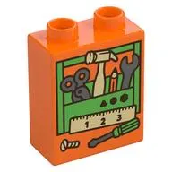 Duplo Brick 1 x 2 x 2 with Bright Green Toolbox, Tools print