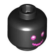 Minifig Head with Pixelated Magenta Eyes and Mouth, Smile/Angry