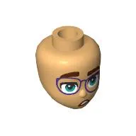 Minidoll Head Purple Glasses, Dark Turquoise Eyes, Confused