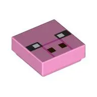 Tile 1 x 1 with Pixelated Pig Face print