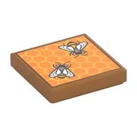 Tile 2 x 2 with Honeycomb with Two Bees (Beehive) Print