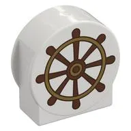 Duplo Brick 1 x 3 x 2 Round Top, Cut with Steering Wheel print