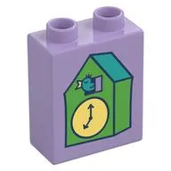 Duplo Brick 1 x 2 x 2 with Green Coocoos Clock print