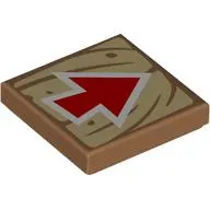 Tile 2 x 2 with Red Arrow on Tan Wood print
