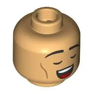 Minifig Head Elf Bard, Black Eyebrows, Lopsided Smile/Closed Eyes, Open Mouth Singing