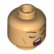 Minifig Head Elf Bard, Thin Black Eyebrows, Metallic Blue Lips, Open Mouth Smile/Closed Eyes, Open Mouth Singing