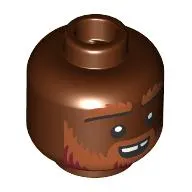 Minifig Head Dwarf Barbarian, Dark Orange Thick Eyebrows, Beard, Moustache, Smile with Chipped Tooth/Frown