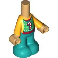 Microdoll Body Pants Dark Turquoise with Orange/Green Christmas Sweater, Candy Cane, Warm Tan Hands print