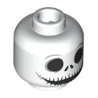Minifig Head Jack Skellington, Skull, Large Black Eyes, Wide Mouth with Teeth