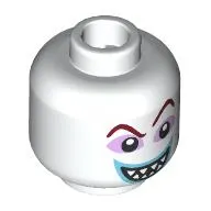 Minifig Head Lock, Dark Red Eyebrows, Lavender Eyeshadow, Dark Azure Lips, Sharp Teeth, Smile/Surprised
