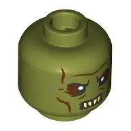 Minifig Head Orc, Reddish Brown Wrinkles, Eyeshadow, Tan Sharp Teeth, Closed Mouth with Top Fangs / Open Mouth with Bottom Fangs Print