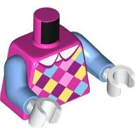 Torso, Bright Pink/Bright Light Blue/Bright Light Yellow Diagonal Checkered Shirt, White Collar print, Medium Blue Arms, White Hands