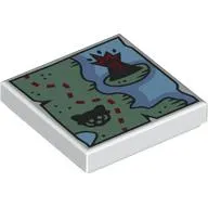 Tile 2 x 2 with Map, Trail, Red Panda, Tree print