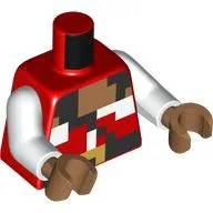 Torso, Pixelated Pirate Shirt, White Collar, Black Strap, Gold Belt Buckle print, White Arms, Medium Nougat Hands