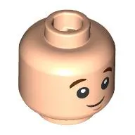 Minifig Head Seamus Finnigan, Reddish Brown Eyebrows, Chin Dimple, Smile/Surprised, Black Ash Streaks