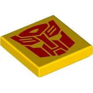 Tile 2 x 2 with Red Autobot / Bumblebee Face print