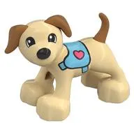 Duplo Animal Dog Large Paws with Medium Nougat Ears and Tail, Medium Azure Harness Print