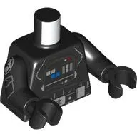 Torso Flight TIE Pilot Suit with Control Panel, Tubes, Silver Belt Buckle print, Black Arms and Hands