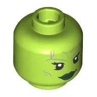 Minifig Head Gamora, Dual Sided, Silver Lines, Dark Green Lips, Open Mouth Smile / Angry