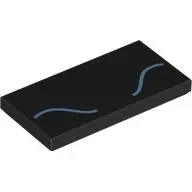 Tile 2 x 4 with Medium Blue Curved Lines print
