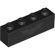 Brick 1 x 4 with Chest Armor, Dark Bluish Grey / Yellow Batman Logo on Opposite Sites print