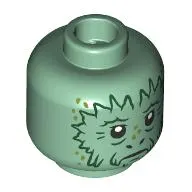 Minifig Head Wooof, Dark Green Dur, Black Eyes, Monkey Nose print
