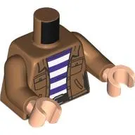 Torso, Jacket, Dark Brown Belt, White/Dark Purple Striped Shirt print, Medium Nougat Arms, Light Nougat Hands