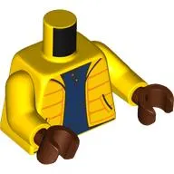 Torso, Puffed Jacket, Pockets, Dark Blue Shirt print, Yellow Arms, Reddish Brown Hands