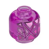 Minifig Head Cube Assassin, Silver/Bright Pink Crystal Shards, Dark Pink Lines