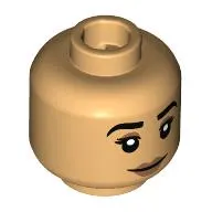 Minifig Head Cuddle Team Leader, Black Eyebrows, Dark Tan Eyeshadow, Lips, Neutral, Mean Smile