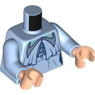 Torso, Blouse, Long Collar, Buttons, Sand Blue Lapels print, Bright Light Blue Arms, Light Nougat Hands