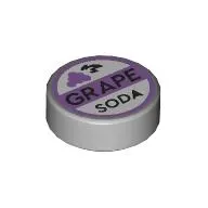 Tile Round 1 x 1 with Lavender Grape Soda Bottle Cap print