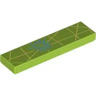Tile 1 x 4 with Dark Turquoise Flower, Yellowish Yellow Stripes print