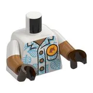 Torso, Dual Molded Arms, Shirt, Medium Azure Leafs, Nougat Buttons, Yellow Pin with Leave print, White Sleeves Pattern, Nougat Arms, Dark Brown Hands