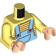 Torso, Dark Orange Striped Shirt, Bright Light Blue Overalls, Red Buttons print, Bright Light Yellow Arms, Light Nougat Hands