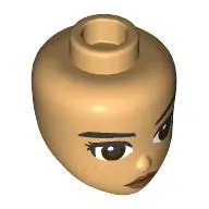 Minidoll Head Straight Black Eyebrows, Freckles, Reddish Brown Eyes, Dark Lips