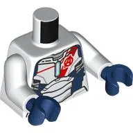 Torso, Dark Blue/Black Iron Legion Armor, Red Avengers Logo print, White Arms, Dark Blue Hands