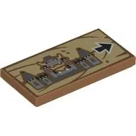 Tile 2 x 4 with Bowser's Castle, Black Arrow on Wooden Board print