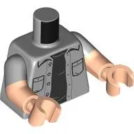 Torso, Dual Molded Arms with Jacket, Pockets, Black Shirt print, Light Bluish Gray Sleeves Pattern, Light Nougat Arms and Hands