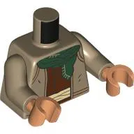 Torso, Jacket, Dark Orange Trim, Reddish Brown Shirt, Dark Green Scarf print, Dark Tan Arms, Nougat Hands