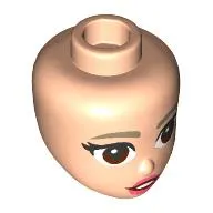 Minidoll Head Dark Tan Eyebrows, Reddish Brown Eyes, Coral Lips