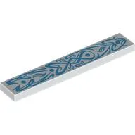 Tile 1 x 6 with Dark Azure Decorations print