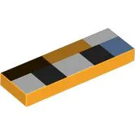 Tile 1 x 3 with White/Black/Medium Blue/Dark Brown Rectangles print