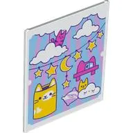 Glass for Frame 1 x 6 x 6 with Moon/Stars Garlands, Clouds, Kittens print