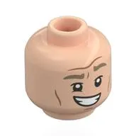 Minifig Head Professor Gilderoy Lockhart, Brown Eyebrows, Cheek Lines, Big Grin / Scared Print