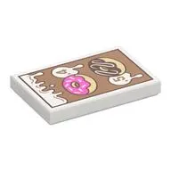 Tile 2 x 3 with Nougat Sign, White Cream, Dark Pink / Dark Brown Donuts print
