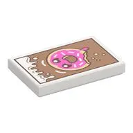Tile 2 x 3 with Nougat Sign, White Cream, Dark Pink Donut print
